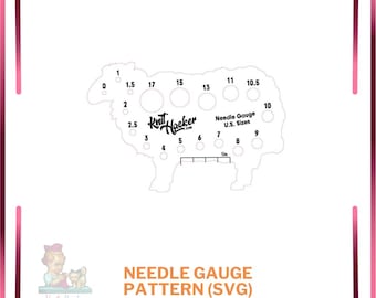 Sheep Knitting Needle Gauge - SVG Vector Pattern For Laser Cutting (US Terms)