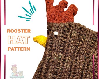 Snappy Happy Rooster Beanie Easy Chicken Hat Pattern For Knitters