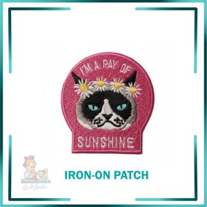 Embroidered Ray Of Sunshine Grumpy Cat Patch, DIY Clothing Decoration Accessory