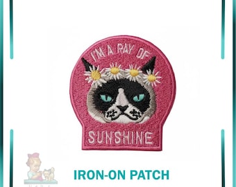 Embroidered Ray Of Sunshine Grumpy Cat Patch, DIY Clothing Decoration Accessory