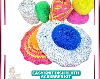 Easy Knit Dish Cloth Scrubber Kit – Includes Pattern, Yarn (PDF Download)