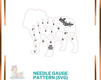 English Bulldog Knitting Needle Gauge - SVG Vector Pattern For Laser Cutting (US Terms)