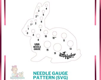 Bunny Rabbit Knitting Needle Gauge - SVG Vector Pattern For Laser Cutting (US Terms)