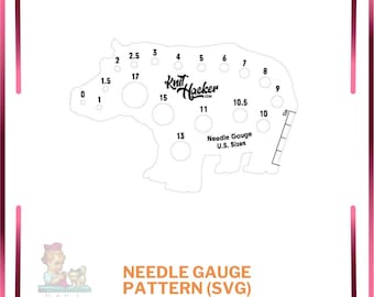 Hippo Knitting Needle Gauge - SVG Vector Pattern For Laser Cutting (US Terms)