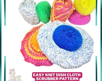 Knit Dishcloth Pattern | Easy Knitting PDF | Kitchen Scrubber Knit Pattern | Instant Download | Dishcloth Knitting Pattern Gift