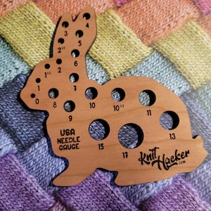 Rabbit Knitting Needle Gauge - Make Everyday Bunny Day! (US Terms)