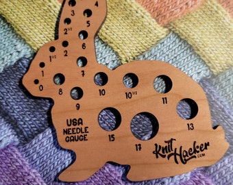 Rabbit Knitting Needle Gauge - Make Everyday Bunny Day! (US Terms)