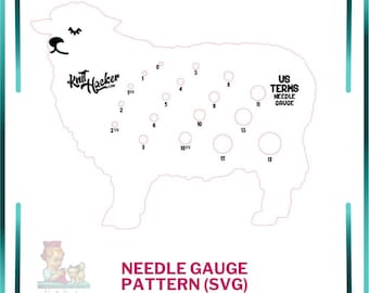 Sheep Knitting Needle Gauge - SVG Vector Pattern For Laser Cutting (US Terms)