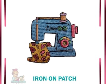 Embroidered Sewing Machine Patch, Glittery Iron-On Applique, DIY Clothing Decoration
