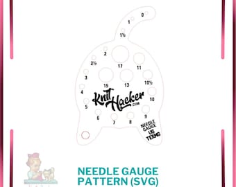 Cat Butt Knitting Needle Gauge - SVG Vector Pattern For Laser Cutting (US Terms)