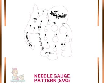Elephant Knitting Needle Gauge - SVG Vector Pattern For Laser Cutting (US Terms)