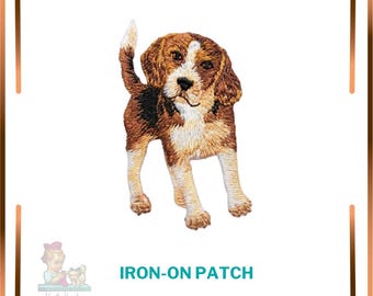 Embroidered Beagle Dog Iron-On Patch, Colorful Dog Applique, DIY Clothing Decoration