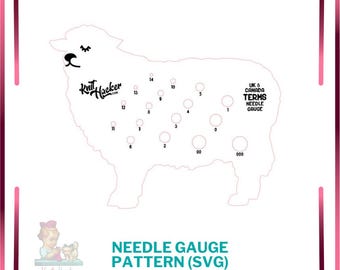 Sheep Knitting Needle Gauge - SVG Vector Pattern For Laser Cutting (UK/Canada Terms)