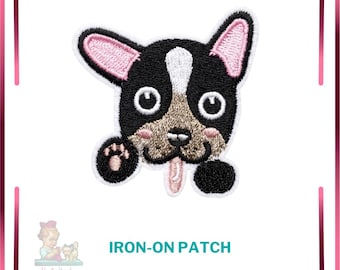 Embroidered Boston Terrier Iron-On Patch, Colorful Dog Applique, DIY Clothing Decoration