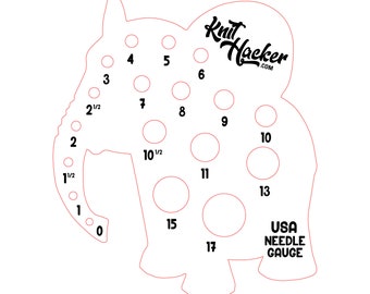 Elephant Knitting Needle Gauge - SVG Vector Pattern For Laser Cutting (US Terms)