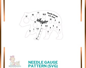 Bear Knitting Needle Gauge - SVG Vector Pattern For Laser Cutting (US Terms)