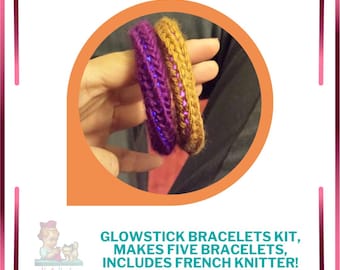 Glowstick Bracelets Kit, Makes Five Bracelets, Includes French Knitter!