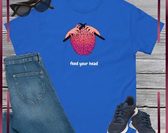 Feed Your Head Knitting T-Shirt | Brain Yarn Tee | Funny Knitter Gift | Yarn Lover Graphic Tee | Brain Health Gift | Knitting Neuroscience