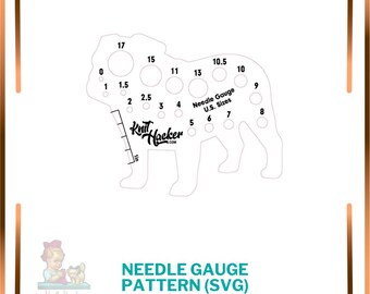 English Bulldog Knitting Needle Gauge - SVG Vector Pattern For Laser Cutting (US Terms)