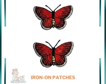 Set of 2: Embroidered Butterfly Iron-On Patches, Colorful Appliques for DIY Clothing Decoration