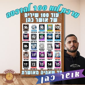 ערכת לוח 100 להדפסה | לוח ספירה לאחור | יצירה | עוד 100 שירים של אושר כהן עד שאהיה מאושר/ת