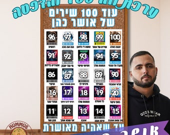 ערכת לוח 100 להדפסה | לוח ספירה לאחור | יצירה | עוד 100 שירים של אושר כהן עד שאהיה מאושר/ת