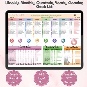EDITABLE Cleaning Daily Weekly Monthly Yearly Schedule Planner Google ...