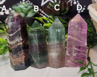 Fluorite Tower Point, Natural Fluorite, Rainbow Fluorite, Purple Fluorite, Cotton Candy Fluorite