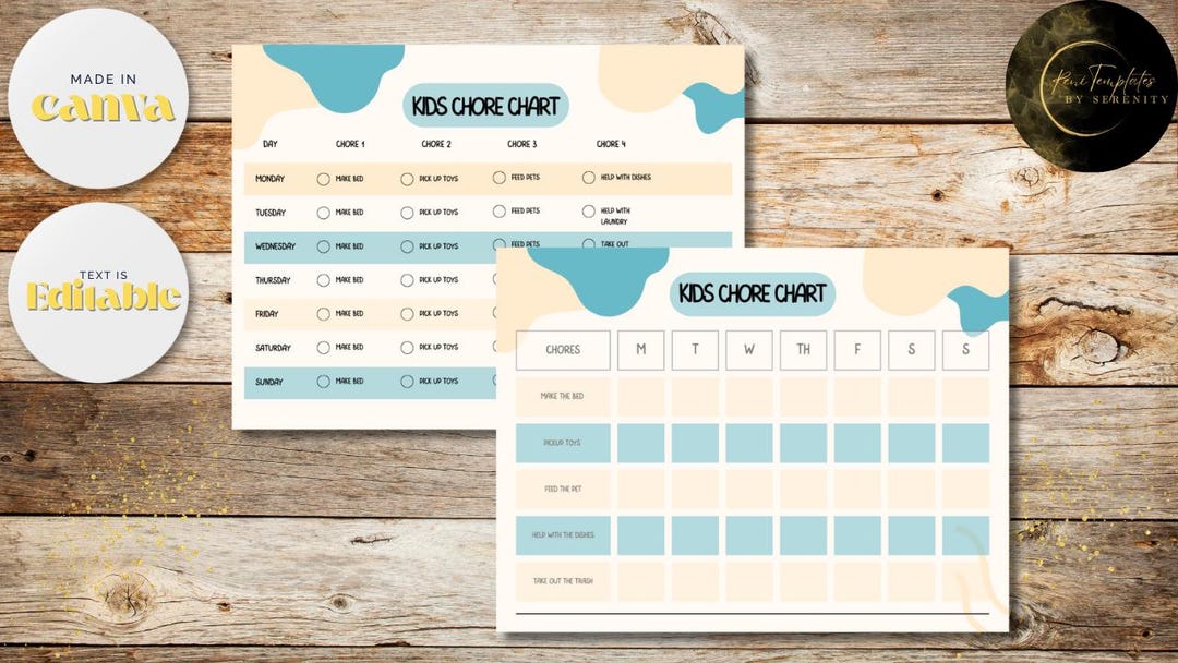 Kid Chore Chart Editable Template. Printable. Canva. Customizable. Free ...