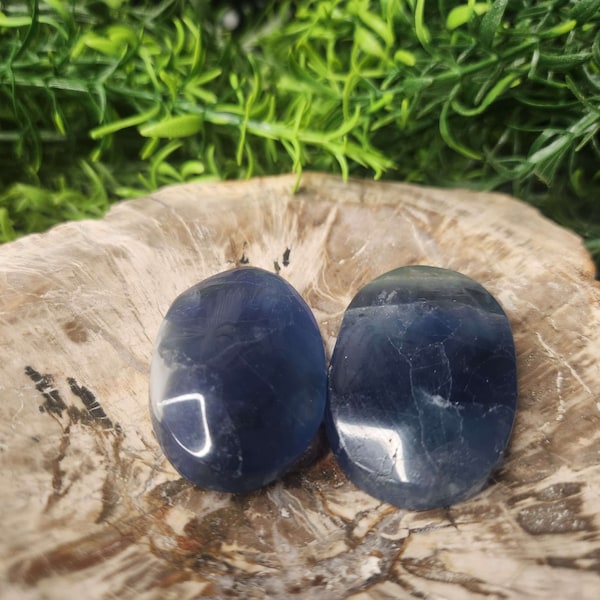 Natural Blue Fluorite Palm Stone, Worry Stone, Healing Crystal 30-35g