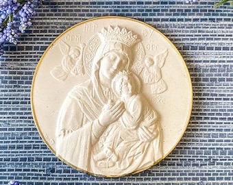 NEW! Madonna and Christ Child Intaglio, Cast Plaster, Religious