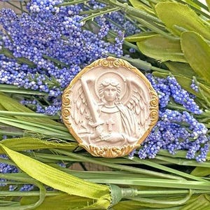 Saint Michael Intaglio, Cast Plaster, Religious