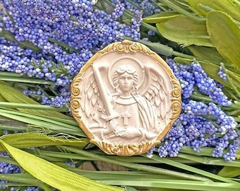 Saint Michael Intaglio, Cast Plaster, Religious