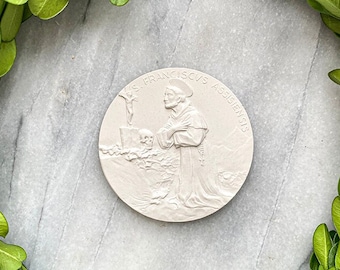 St Francis Intaglio, Cast Plaster, Religious