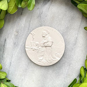 St Francis Intaglio, Cast Plaster, Religious