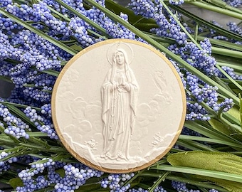New! Our Blessed Mother Intaglio, Cast Plaster, Religious