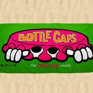 Bottle Caps Candy 1970s Wrapper Beach Towel