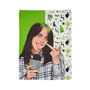 Amerykański komiksowy styl Billie Eilish animowany ultramiękki koc polarowy z mikrofibry