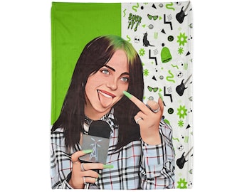 American Comic Style Billie Eilish Animated Ultra-Soft Micro Fleece Blanket