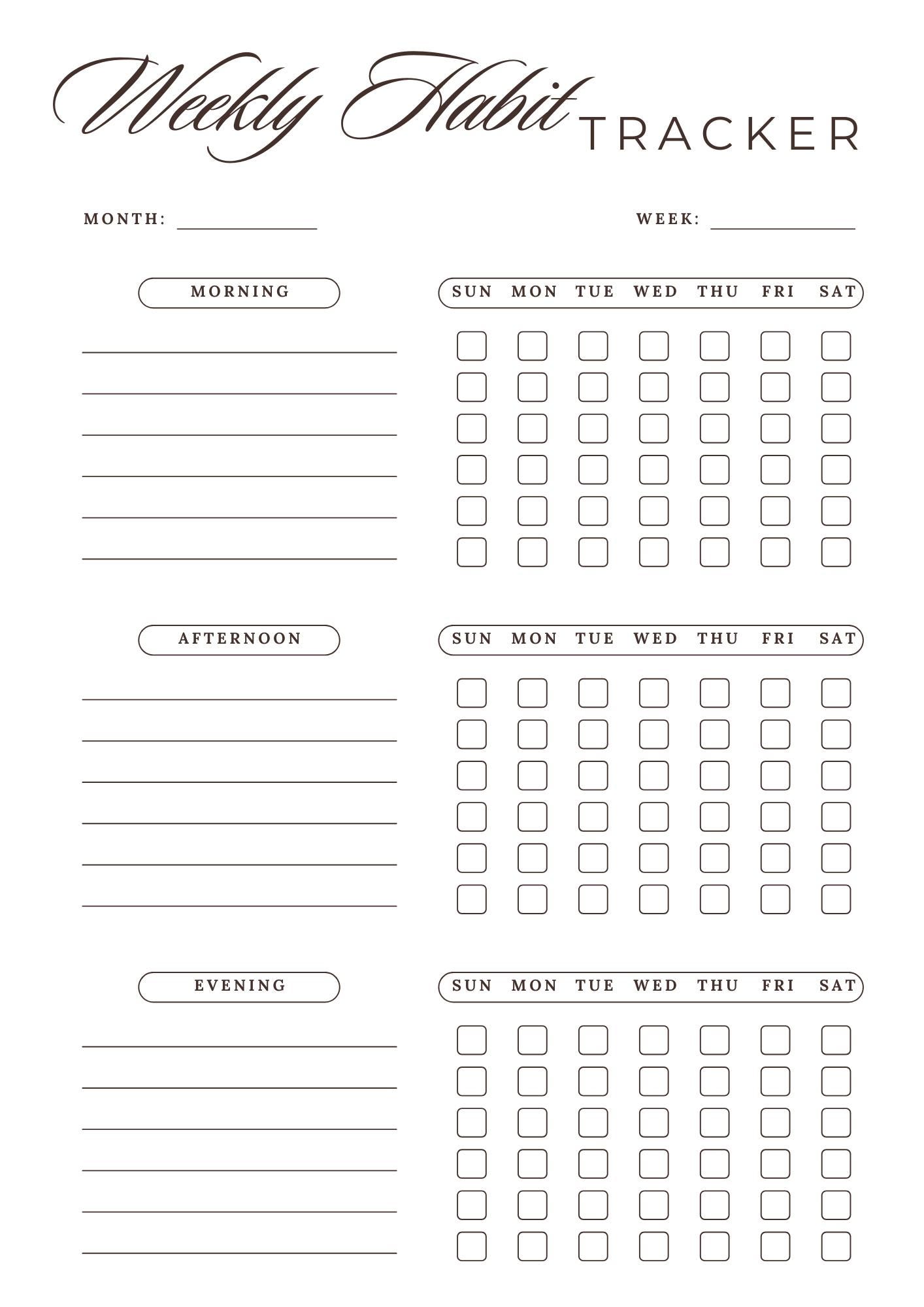 Weekly Habit Tracker Printable | Daily Routine Planner PDF | Morning ...