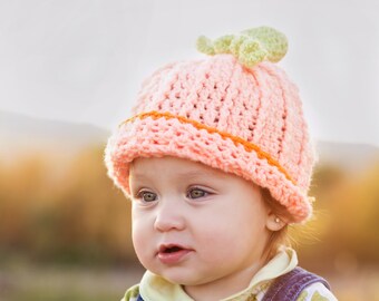 Kostbare pompoen babymutsje - gehaakte pompoen muts - Hand gehaakte muts - gehaakte muts muts - Childrens muts - pompoen Cap - Halloween hoed