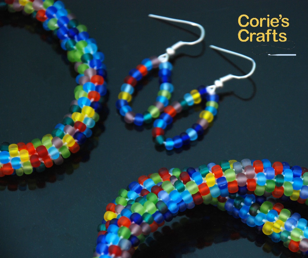 Handmade Unique Colorful Jewelry Set Made With Frosted Matte Beads