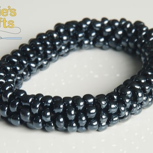 Handmade Shiny Gunmetal Black Dark Gray Beaded Bracelet With Optional Beaded Necklace & Handmade Earrings Beaded Jewelry Set
