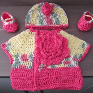 CUSTOM Baby Girl Sweater Hat and Booties Combo in the colors of your choice - Baby gift - Baby Shower Gift - Baby sweater - Baby outfit set