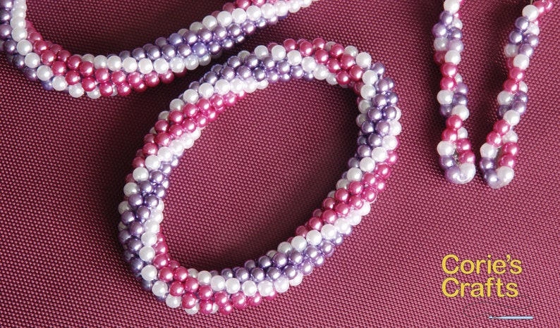 Handmade Purple Spiral Necklace Purple Beaded Jewelry Set
