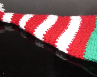 Red Enchanting Elf Hand-Crocheted  ADULT Christmas Hat - Crochet Elf Beanie - Xmas Beanie - Hand Crochet Hat - Crochet Beanie Hat