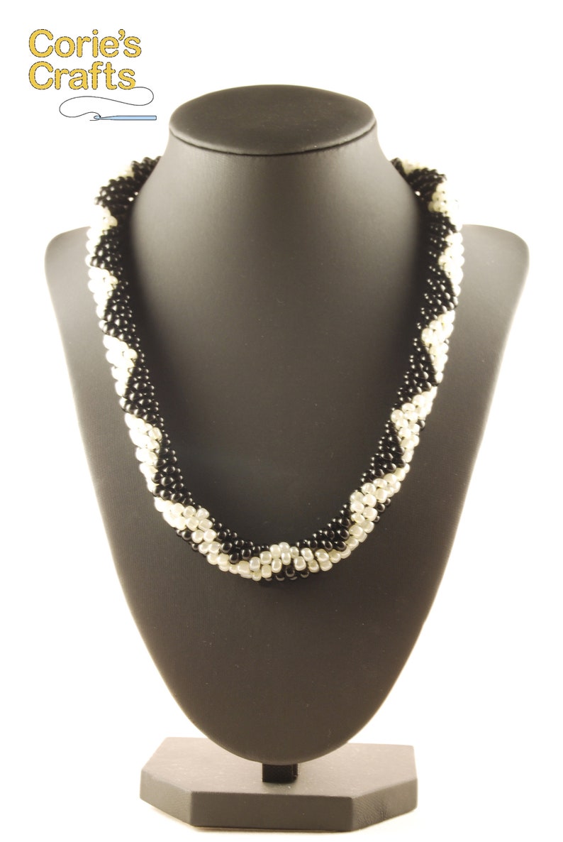 Crocheted Rope Jewelry Black Beaded Handmade Chevron Necklace Chevron Necklace Chevron Beaded Necklace Geometric Necklace