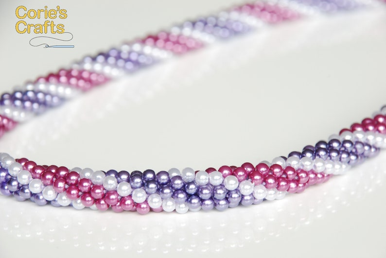 Handmade Purple Spiral Necklace Purple Beaded Jewelry Set