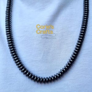 Handmade Hematite Beaded Necklace Handwoven With Flat Hematite Beads; Black/Gunmetal Shiny Hematite Handmade Beaded Necklace; Gift for Her