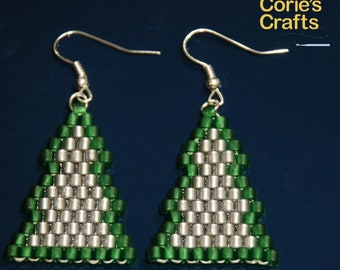 Beaded Christmas Tree Earrings, Holiday Jewelry, Simple Christmas Jewelry, Holiday Earrings, Festive Jewelry, Xmas Stocking Stuffer